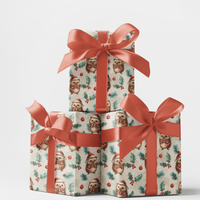 Adorable Woodland Animal Holiday Gift Wrap, Hedgehog Christmas Wrapping Paper, Winter Forest Present Paper, Festive Xmas Wrap Paper Roll
