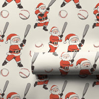 Sports Christmas Gift Wrap, Baseball Santa Wrapping Paper, Baseball Holiday Wrapping Paper, Santa Claus Athletic Wrapping Paper, Fan Present