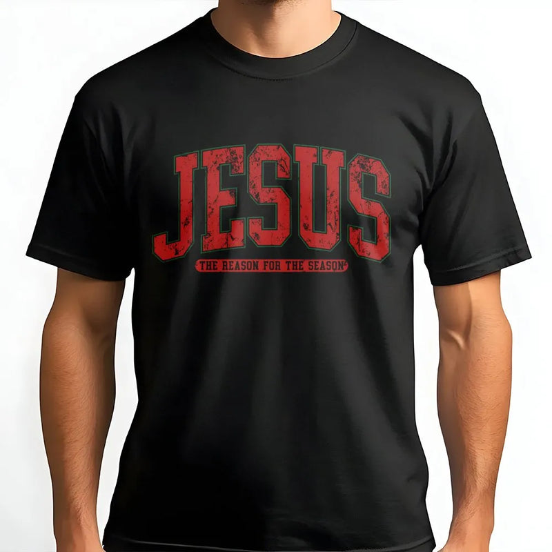 Vintage Christian Christmas Shirt, Jesus the Reason for the Season T-Shirt, Distressed Religious Graphic Tee, Faith Holiday Present T-Shirt
