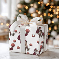 Red Maroon Sports Gift Wrap, Basketball Santa Wrapping Paper, State Basketball Wrapping Paper, Christmas Holiday Gift Wrap Roll