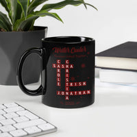 Custom Linked Names Ceramic Mug, Personalized Family Name Crossword Mug, Forever Connected Coffee Mug, Christmas Family Keepsake Tea Cup