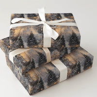 Winter Dusk Landscape Gift Wrap, Snowy Forest Lamppost Wrapping Paper, Scenic Christmas Wrapping Paper, Comfy Holiday Gift Wrap Paper Roll