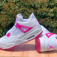 Mid Top Sneakers, White Pink Colorway, Lace Up Design, Casual Gift for Sneaker Fans