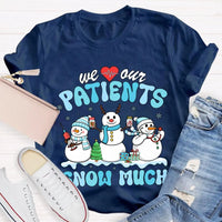 School Nurse Christmas Shirt, Snow Much Love for Our Patients T-Shirt, Adorable Snowman Nurse Holiday Tee, Pediatric Medical Staff Xmas Tee
