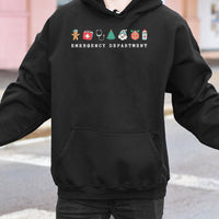 Festive ER Nurse Holiday Sweatshirt, Emergency Department Christmas Hoodie, Adorable Medical Staff Pullover, Xmas Nurse Hooded Sweater Present