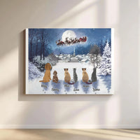 Custom Dog and Cat Portrait Canvas Print, Personalized Pet Christmas Canvas Art, Holiday Pet Wall Art, Winter Decor, Pet Lover Present