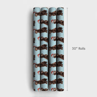 Dog Puppy Santa Hat Gift Wrap, Chocolate Labrador Christmas Wrapping Paper, Adorable Pet Holiday Wrapping Paper, Dog Lover Xmas Present Wrap