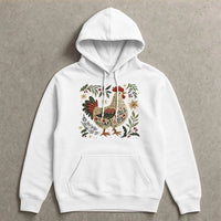 Folk Art Farm Animal Holiday Sweatshirt, Christmas Chicken Hoodie, Farmhouse Hen Winter Pullover, Country Rooster Xmas Lover Hoodie