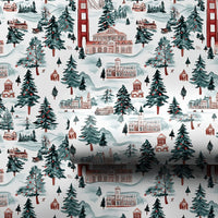 Golden Gate Bridge Gift Wrap, San Francisco Christmas Wrapping Paper, Watercolor Winter City Wrapping Paper, SF Landmark Holiday Gift Wrap