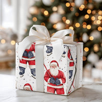 Watercolor Ice Hockey Christmas Gift Wrap, Hockey Santa Wrapping Paper, Festive Santa Gift Wrapping Paper, Holiday Wrap for Hockey Players