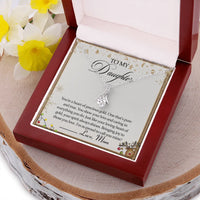 14k White Gold Over Stainless Steel CZ Ribbon Design Pendant, To My Daughter Ribbon Necklace, Christmas Birthday Jewelry Present from Mom