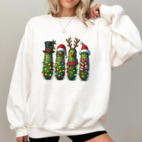 Festive Holiday Pickle Sweatshirt, Christmas Pickle Sweatshirt, German Tradition Ornament Crewneck, Humorous Ugly Xmas Pullover Sweater Present