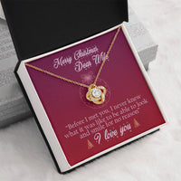 18k Gold Stainless Steel Love Knot Pendant, Christmas Love Knot Necklace for Wife, Message Card Holiday Necklace, Romantic Present for Her