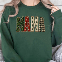 Festive Plaid Mama Sweatshirt, Christmas Mama Sweatshirt, Adorable Plaid Christmas Sweater, Mom Life Crewneck, Comfy Holiday Mom Pullover