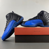 Low Top Sneakers, Royal Blue Black Colorway, Leather Footwear, Lace Up Design, Casual Gift for Sneaker Fans