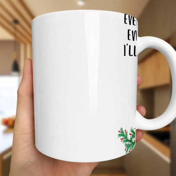Festive Holly Berry Holiday Mug, Christmas Pine Wreath Coffee Mug, Winter Botanical Greenery Coffee Cup, Xmas Morning Ceramic