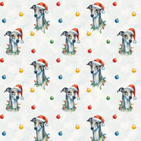 Sleighhound Dog Holiday Gift Wrap, Whippet Christmas Wrapping Paper, Santa Hat Whippet Wrapping Paper, Dog Lover Xmas Present Gift Wrap Roll