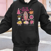 Tis the Season Tamales Conchas Food Hooded Sweatshirt, Mexican Christmas Hoodie, Latino Heritage Holiday Hoodie, Festive Winter Pullover