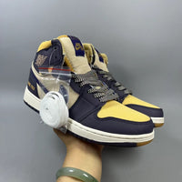 High Top Sneakers, Blue Brown Colorway, Lace Up Design, Casual Gift for Sneaker Fans