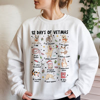 Humorous Veterinary Clinic Holiday Pullover, 12 Days of Vetmas Sweatshirt, Vet Tech Christmas Crewneck, Animal Doctor Xmas Present Sweater