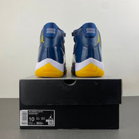 Retro Low Top Sneakers, Midnight Blue White Yellow Colorway, Lace Up Design, Casual Gift for Sneaker Fans