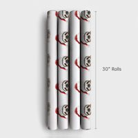 Watercolor Santa Hat Gift Wrap, Christmas Sloth Wrapping Paper, Adorable Animal Holiday Wrapping Paper, Festive Kids Xmas Wrap Roll