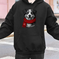 Adorable Puppy Red Scarf Hoodie, Christmas Dog Hoodie, Festive Holiday Dog Lover Hoodie, Comfy Pet Animal Sweatshirt, Adorable Xmas Present for Her