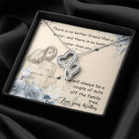 Interlocking Crystal Hearts Pendant, Sister Heart Necklace from Brother, Birthday or Christmas Present for Sister, Double Heart Pendant Jewelry