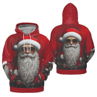 Humorous Santa Claus Christmas Hoodie, Cool Santa Sunglasses Hoodie, Retro Holiday Graphic Hoodie, Xmas Party Pullover, Adorable Holiday Present