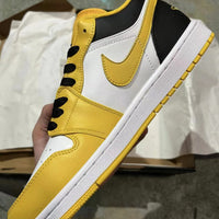 Low Top Sneakers, Black Yellow Colorway, Lace Up Design, Casual Gift for Sneaker Fans
