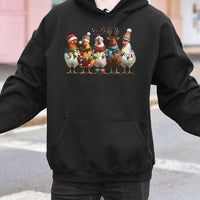 Holiday Lights Chicken Sweatshirt, Christmas Chicken Hoodie, Humorous Farm Animal Xmas Hoodie, Comfy Winter Pullover, Chicken Lover Holiday Present