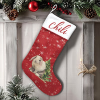 Personalized Rabbit Stocking, Lop-Eared Bunny Christmas Stocking, Custom Pet Holiday Stocking, Animal Christmas Stocking, Bunny Lover Present