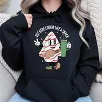 Retro Snack Cake Holiday Hooded Sweatshirt, Christmas Tree Cake Hoodie, Adorable Cartoon Christmas Pullover, Sweet Treat Winter Hoodie