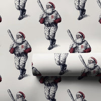 Vintage Sport Santa Gift Wrap, Baseball Santa Wrapping Paper, Sketch Santa Wrapping Paper, Retro Christmas Gift Wrap, Sports Holiday Paper