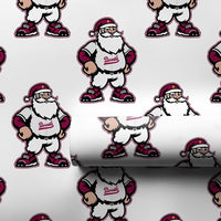 Buff Santa Mascot Gift Wrap, Devils Santa Christmas Wrapping Paper, Sports Fan Holiday Wrapping Paper, Maroon Mascot Gift Wrapping Paper
