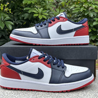 Low Top Golf Shoes, Blue White Red Colorway, Lace Up Design, Casual Gift for Shoe Lovers