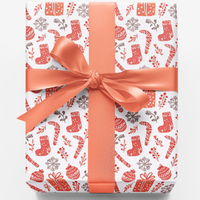 Christmas Ornament Holiday Gift Wrap, Candy Cane Wrapping Paper, Festive Candy Cane Wrapping Paper, Classic Winter Holiday Wrapping Paper