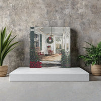 Rustic Christmas Porch Wall Art, Christmas Farmhouse Porch Canvas, Comfy Holiday Porch Canvas Print, Winter Farmhouse Art Digital Download