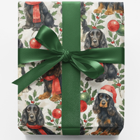 Festive Dog Holiday Gift Wrap, Cocker Spaniel Christmas Wrapping Paper, Adorable Pet Lover Wrapping Paper, Winter Xmas Present Wrap Roll Present