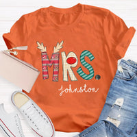 Custom Name Classic Holiday Graphic Tee, Personalized Christmas Teacher T-Shirt, Merry Christmas Educator Shirt, Teacher Xmas Present Tee