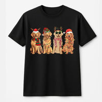 Dog Lover Santa Hat Shirt, Christmas Golden Retriever T-Shirt, Festive Puppy Holiday Tee, Xmas Graphic Tee, Dog Lover Winter Holiday Present