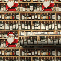Humorous Wine Lover Gift Wrap, Santa Drinking Wine Wrapping Paper, Santa Claus Wine Shelf Wrapping Paper, Adult Christmas Holiday Gift Wrap