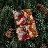 Festive Holiday Gift Wrap, Santa Claus and Boy Wrapping Paper, Nostalgic Christmas Wrapping Paper, Kids Family Xmas Gift Wrapping Paper