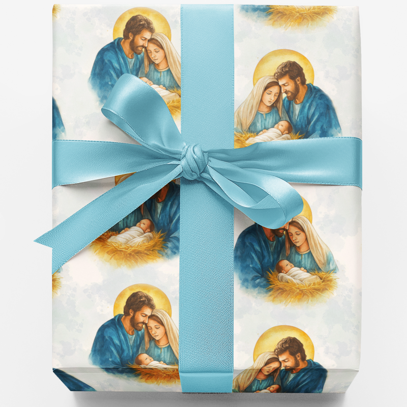 Religious Nativity Gift Wrap, Holy Family Christmas Wrapping Paper, Sacred Holiday Wrapping Paper, Faith Inspired Christmas Wrapping Paper