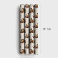 Santa Hat Dog Wrapping Paper, Goldendoodle Christmas Wrapping Paper, Adorable Puppy Holiday Gift Wrap, Doodle Winter Present Paper