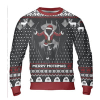 Merry Mothmas Holiday Sweater, Mothman Ugly Christmas Sweater, Cryptid Santa Christmas Sweatshirt, Humorous Retro Monster Crewneck Present