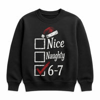 Humorous Internet Meme Holiday Sweater, Nice Naughty 6-7 Christmas Sweatshirt, Winter Xmas Graphic Crewneck, Festive Meme Present for Men Women