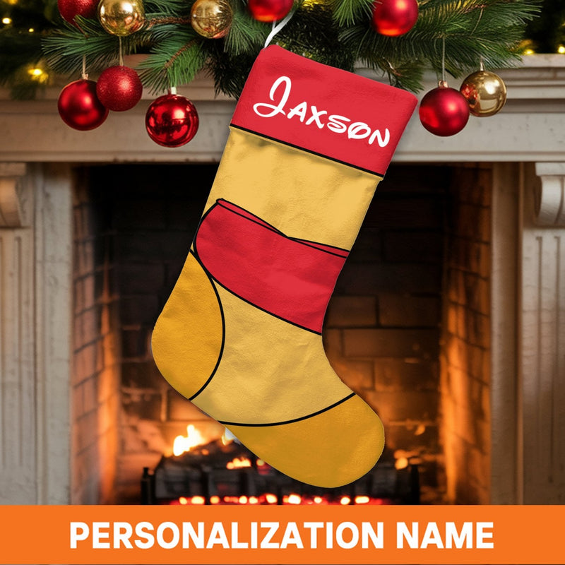 Adorable Bear Holiday Stocking, Cartoon Bear Christmas Stocking, Personalized Christmas Stocking, Festive Winter Stocking, Custom Kids Present