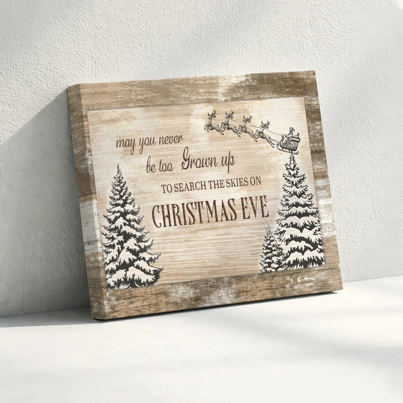 Christmas Wall Art, Santa Sleigh Pine Trees Canvas Print, Rustic Holiday Quote Sign Canvas Decor, Christmas Eve Wall Art, Family Xmas Present