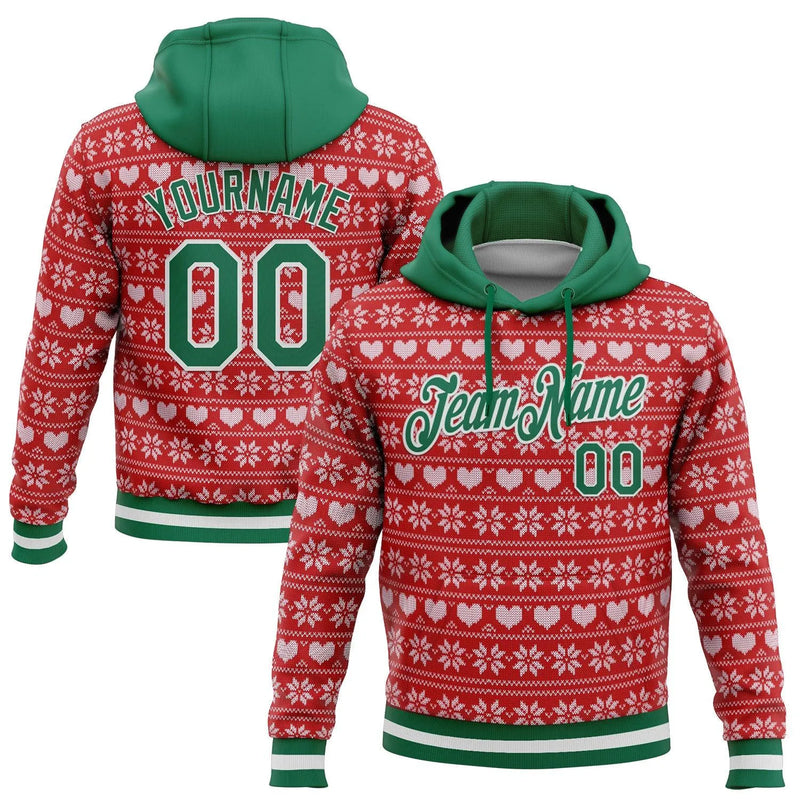 Personalized Name and Number Holiday Hoodie, Custom Christmas Sweater Sports Hoodie, Ugly Sweater Team Fleece Sweatshirt Present